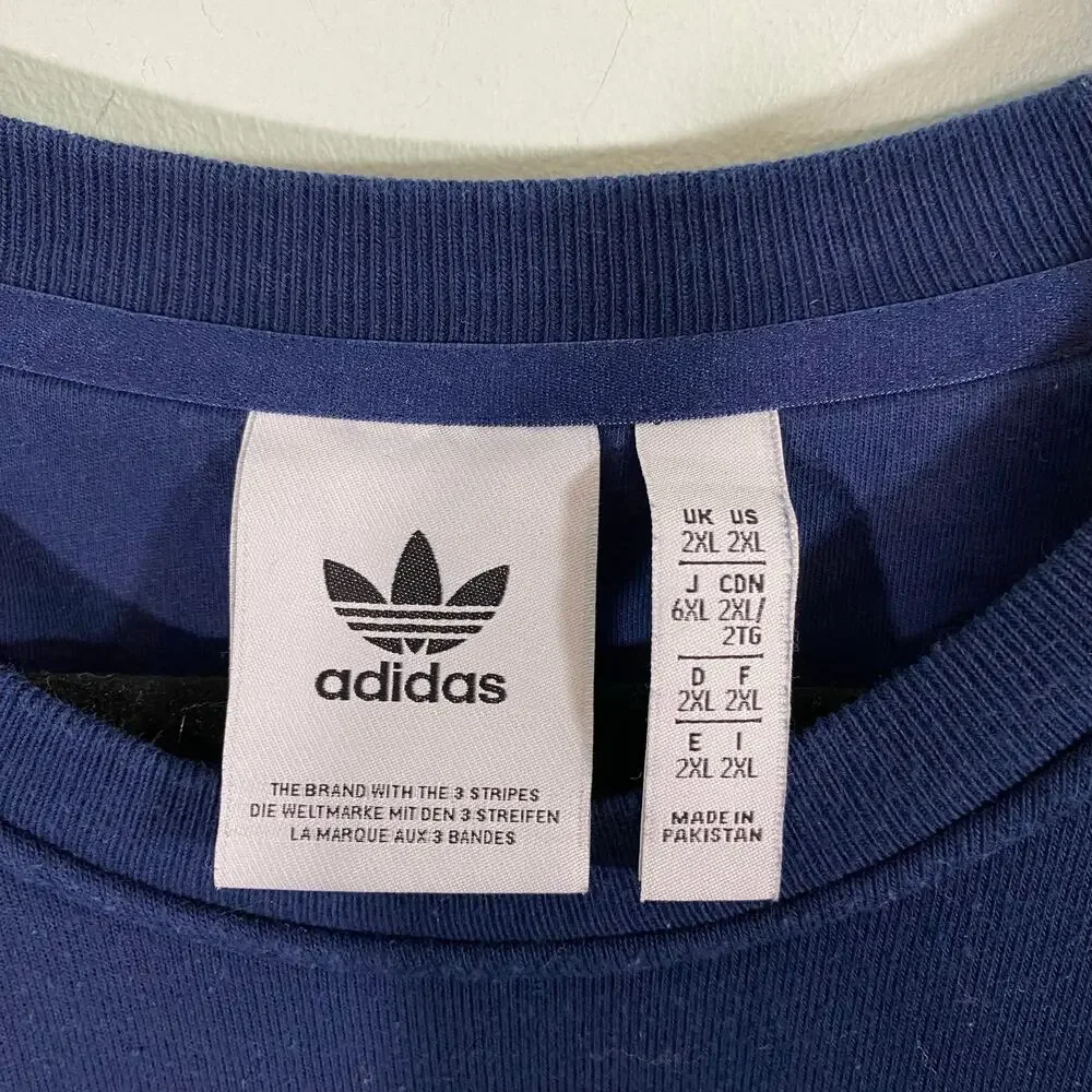 Adidas Men Navy Blue Trefoil Essentials Crew Pullover Sweatshirt Size XXL